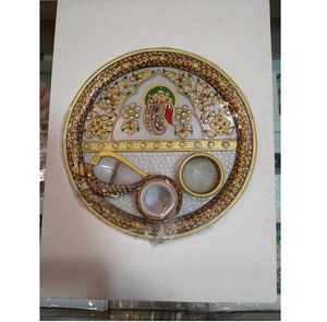 Plaques décoratives murales peintes à la main de l'Idole du Seigneur Ganesh Lakshmi, Art décoratif pour Temple, Salon, Maison - Product Image 4