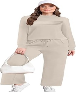 Conjunto de Dos Piezas Vintage de Alta Calidad para Mujer, Camisa de Manga Larga y Pantalones de Punto Sólido, Corte Holgado, Ropa Casual con Colores Personalizados - Product Image 3
