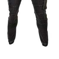 Pantalon de jogging en denim vintage pour homme, 100 % coton tricoté, taille haute, coupe droite, couleur unie foncée, léger et de haute qualité