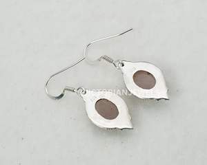 925 argent sterling massif rose quartz rose janvier mois pierre de naissance crochet boucle d'oreille - Product Image 4