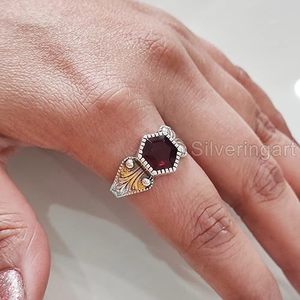 Anillo de Plata de Ley 925 con Piedra Preciosa de Granate Natural, Anillo Apilable Pequeño y Delicado, Joyería para Mujer, Piedra de Nacimiento de Enero - Product Image 6