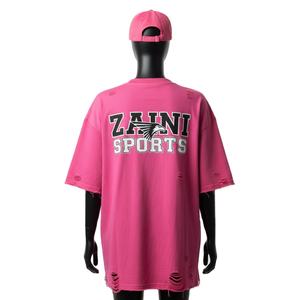 Camiseta Oversize para Mujer, Algodón Premium Jersey 220GSM, Rosa Suave, Estilo Urbano, Acabado Desgastado, Impresión de Logotipo Personalizado - Product Image 2