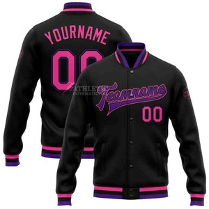 Vente en gros d'usine, veste de baseball à manches longues pour le collège OEM de haute qualité avec logo personnalisé et broderie design nom de l'équipe pour hommes - Product Image 1