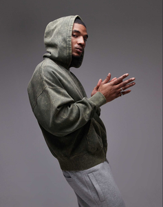 เสื้อฮู้ดซิปคู่สำหรับผู้ชายเสื้อฮู้ดปรับแต่งได้สำหรับผู้ชายเสื้อฮู้ดโอเวอร์ไซส์เปิดไหล่2025ทันสมัย - Product Image 3