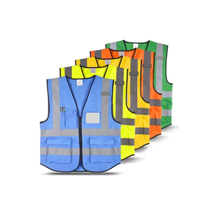 High Visibility Polyester Workwear Vest Breathable <b>Fluorescent</b> Mesh Adjustable Reflective Safety <b>Clothing</b> Work Jacket for - Product Image 1