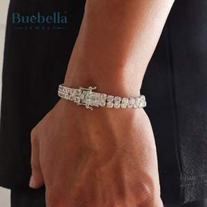 8MM 18K oro blanco 925 plata esterlina VVS moissanita diamante doble fila pulsera de tenis para hombres - Product Image 1