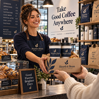 Kit d'emballage personnalisé pour café AT PACK avec boîte à emporter, gobelets, sacs et fournitures de marquage, emballage de café en gros