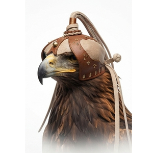 Cagoule de fauconnerie en cuir avec pompon et capuchon métallique, taille unique, équipement de chasse durable pour l'extérieur, design minimaliste - Product Image 3
