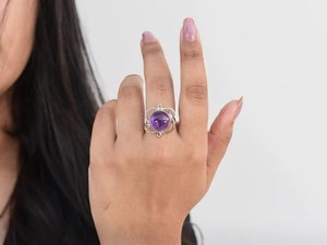 Stackable Designer <b>Amethyst</b> Round <b>Ring</b> 925 Sterling Silver Factory Wholesale Bulk Handmade Natural Jewelry - Product Image 5