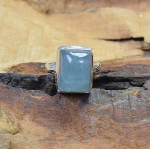 Anillo hecho a mano Color verde sólido 925 plata esterlina aguamarina Natural piedras preciosas joyería plata esterlina 925 anillo estampado joyería - Product Image 4