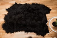 Sexto noir naturel 6 tapis en peau de mouton islandais avec longue laine incroyable cuir de peau de mouton en peau de mouton. Tapis en peau de mouton