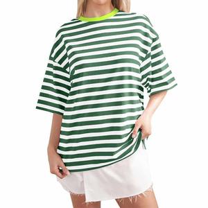 Camisetas a rayas de manga corta de verano para mujer, camisetas holgadas informales con cuello redondo para mujer, camisas básicas para mujer 2025 - Product Image 1