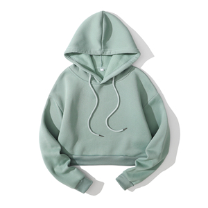 Directo de fábrica de lujo esponjoso 100% algodón de invierno de punto Streetwear abrigo de mujer Sudadera con capucha cuello con capucha logotipo frontal posición - Product Image 5
