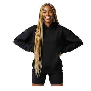 Sweat à capuche oversize personnalisé en coton 100% pour femmes, imprimé sur le devant, à épaules tombantes, respirant, décontracté, pour l'hiver - Product Image 3