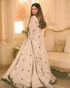 Nuevo Traje Anarkali de 3 Piezas con Bordado Floral de Encaje Etéreo ORGENZA, Ropa Casual de Fiesta para Mujer, 100% Seda, Impermeable - Product Image 2