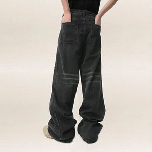 กางเกงขายาวผู้ชายทรงหลวมสีฟ้าแนวสตรีทเอวสูงทรงหลวม - Product Image 6