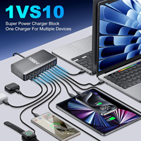 Chargeur multiple GaN 1000W à 4 ports USB-C - Station de charge rapide 10 ports PD 140W pour ordinateur portable, MacBook, iPhone 17 et Samsung