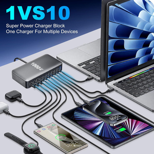 Chargeur USB C 10 en 1 et 1000W, GaN multiple, 4 ports Max PD140W/100W QC20W, station de charge rapide pour ordinateur portable, <span class=keywords><strong>iPhone</strong></span> 17, Samsung 25 - Product Image 3