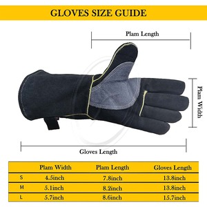 Gants de soudure en cuir unisexes, gants de travail à manches longues résistants à la chaleur, gants de four pour tig mig stick, gants de cheminée pour barbecue - Product Image 2