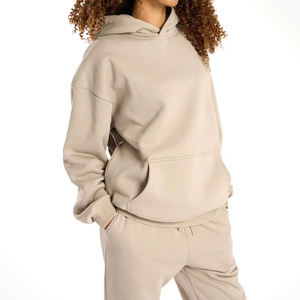 Sudadera con Capucha Personalizada de Estilo Urbano Vintage, Holgada, de Alta Calidad, Gris, de Felpa Gruesa de Algodón, Informal, con Estampado Puff para Mujer - Product Image 1