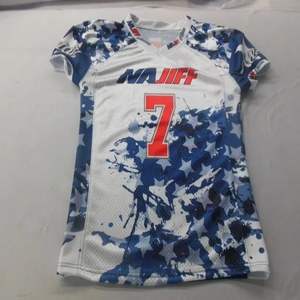 Maillot de football américain Logo personnalisé imprimé brodé Tissu à séchage rapide Chemises de haute qualité Uniformes Taille XL Fabriqué au Pakistan - Product Image 1