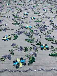 Tissu en polyester respirant large, tissu 3D brodé de fleurs scintillantes, paillettes, dentelle de tulle lourde, broderie fine, mariage - Product Image 6