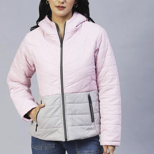 Veste matelassée d'hiver imperméable de haute qualité pour femmes avec manteau tissé respirant personnalisé taille XL fermeture à glissière capuche - Product Image 1