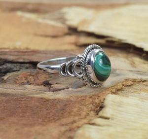 เครื่องประดับอัญมณีหญิงอัญมณีมาลาไคต์ทรงวงรีมีสไตล์แหวนเงินแท้925แข็งแหวนเงินแท้เครื่องประดับที่ดีแหวนเงินสำหรับเป็นของขวัญ - Product Image 3