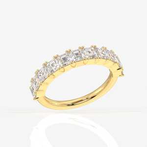 Asscher Cut Moissanite Diamond Wedding Band Sterling Silver <b>Ring</b> - Product Image 3