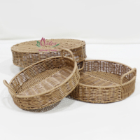 Panier de service Artex Dong Thap, lot de 3, en polyrotin écologique, forme arrondie moderne, style unique, fait main, couleur personnalisée, pour mariage