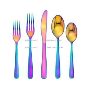 Ensemble de couverts arc-en-ciel ensemble de vaisselle en acier inoxydable coloré ensemble de vaisselle de couleur pour 4 pour la fête - Product Image 5