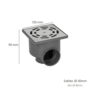 Sifone di scarico in acciaio inox V-H 104x104 / 50mm - Product Image 2