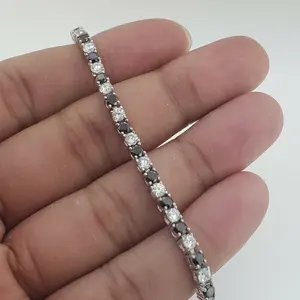 Bracelets et bracelets de tennis élégants pour femmes D couleur coupe ronde Moissanite plaqué or accessoires délicats pour femmes - Product Image 3