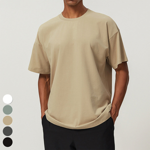 Camiseta de gran tamaño de peso pesado, ropa de calle informal Unisex, Camisa de algodón sólido, ropa en blanco, Top liso básico holgado - Product Image 1