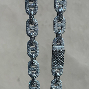 Nueva moda 925 plata esterlina personalizada diamante helado Cadena de 18 mm con diamantes blancos Cadena de estilo Hip Hop Unisex - Product Image 3