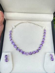 ชุดสร้อยคอและต่างหูสำหรับเจ้าสาวอเมทิส925เครื่องประดับงานแต่งงานสีม่วงเงินสเตอร์ลิงของขวัญงานแฮนด์เมดสุดหรูสำหรับเธอ - Product Image 4