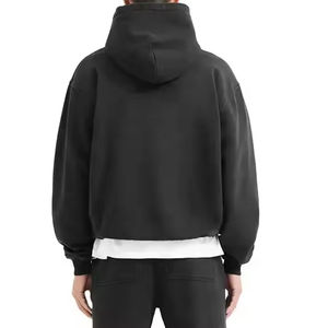 Sweat à capuche en molleton brodé délavé à l'acide pour homme, fermeture éclair, 500 g/m², haute qualité, 100 % coton, streetwear surdimensionné, hiver, COTON - Product Image 3