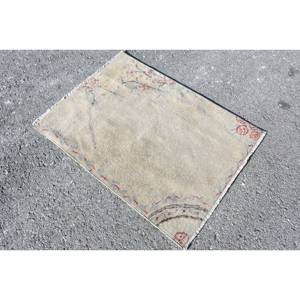 Vintage 2.3 X 3.2ft tapis turc Beige rouge Patchwork Design grande surface laine PP matériel salon tapis Latex pour décorations - Product Image 2