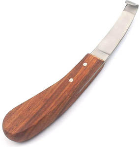 Loop Horse Knife Double Ended Razor <b>Edged</b> Wooden Handle / Deluxe Hoof Knife Wide Blade Wooden Handle Right / Left Hand - Product Image 5