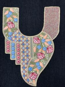 Embroidered Neck Patch / <b>Applique</b> for Kurti, Dress, and Garment Decoration Floral multicolor embroidery with artistic patterns - Product Image 3
