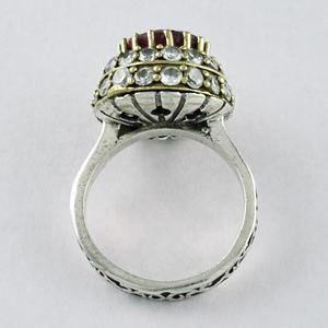 925 plata esterlina dos tonos granate y Arco Iris Luna anillo de piedras preciosas hecho a mano moda boda y fiesta joyería al por mayor - Product Image 3