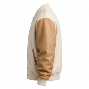 Custom <b>Men's</b> Hooded Baseball <b>Jacket</b> 100% Cotton/Wool/<b>Leather</b> Minimalist Design OEM Service Winter Casual - Product Image 4
