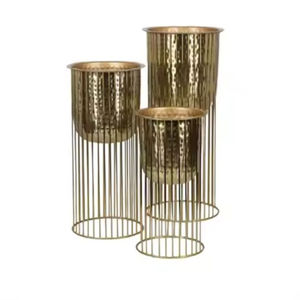 Pots de fleurs et jardinières modernes écologiques de la plus haute qualité pour l'intérieur et l'extérieur, en fer martelé couleur or, pour usage domestique, à bas prix - Product Image 2