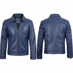 Chaqueta de cuero con cremallera informal para hombre de otoño e invierno personalizada de calidad profesional - Product Image 1