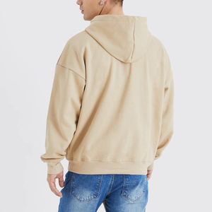 Sudadera con capucha de forro polar grueso para hombre, hombros caídos, transpirable, de secado rápido, estilo urbano, corte holgado, diseño de media cremallera, detalle de bolsillo - Product Image 1