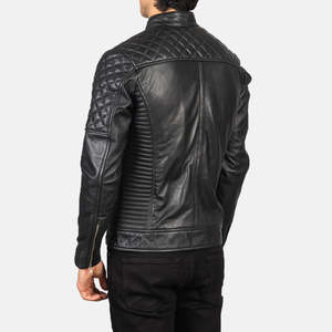 Chaqueta de Cuero Negra Acolchada Fernando, Estilo Motero Gótico, Cierre con Cremallera, Talla XS, Reversible, Recubierta de Piel de Cordero para Otoño - Product Image 5