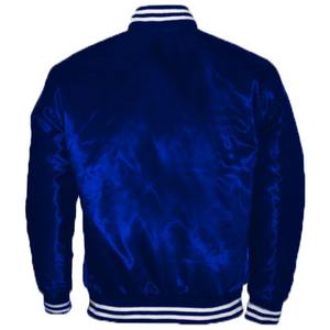 High Quality Custom <b>Vintage</b> Gold Royal Satin <b>Bomber</b> <b>Jacket</b> for Men Plus Size Wool Fabric Chenille Embroidery Logos Condition New - Product Image 4