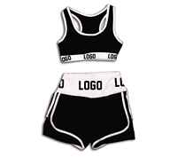 Conjunto de Sujetador y Pantalones Cortos para Mujer, Transpirable, con Logotipo Frontal, Soporte Medio, para Yoga, Nueva Colección, Precio Bajo, Gran Cantidad, Tendencia Actual