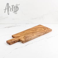 Planche à découper rustique méditerranéenne en bois d'olivier brun doré, sculptée à la main, de qualité supérieure, avec poignée, durable pour la maison