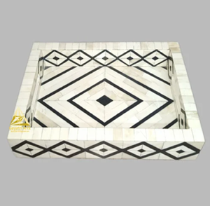 Plateau de service unique en os incrusté, style bohème chic, artisanal, pour la décoration intérieure, la table à manger ou la table basse, disponible en gros - Product Image 6